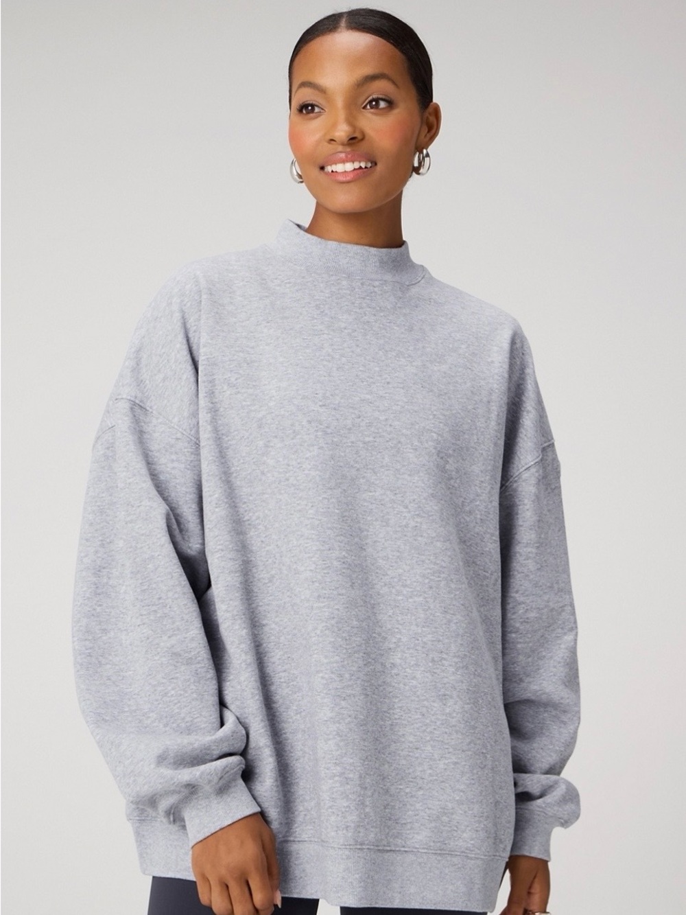 NWOT Fabletics Mock-Neck Sweatshirt - Light Gray, oversized Medium